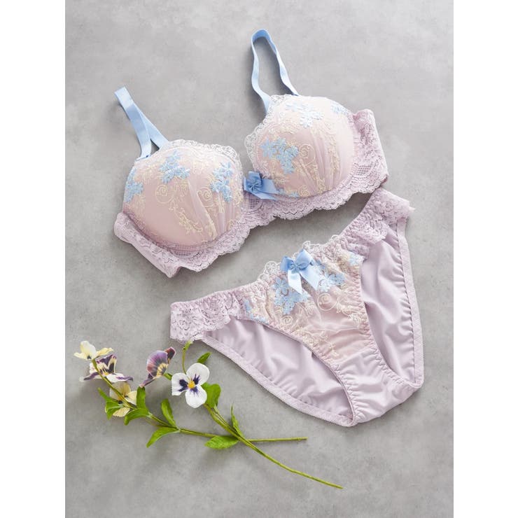 紫 | [D85-I95］フラワーアーチブラ＆ショーツ(モールドカップ) | Re-J＆SUPURE