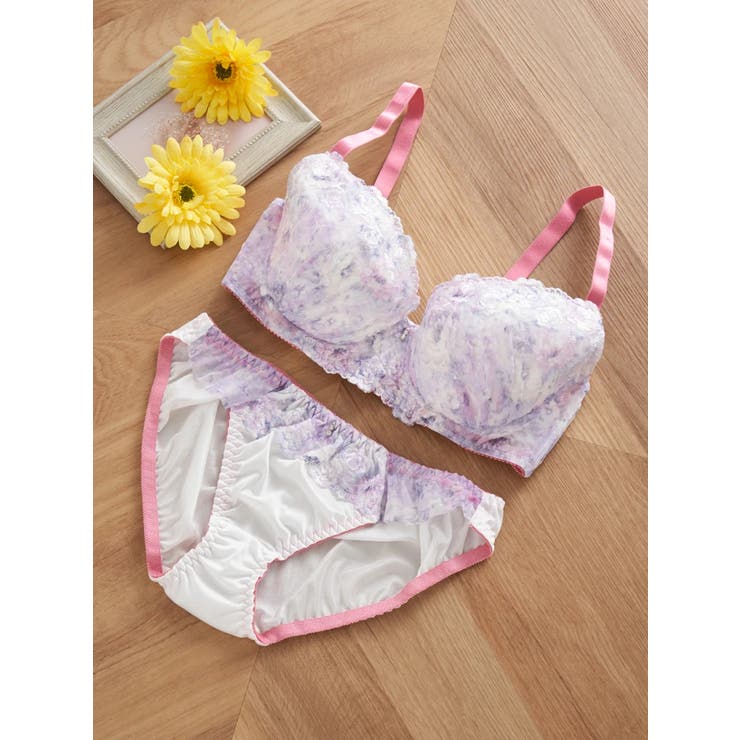 ピンク | [D85-I95]ロージーフラワープリントブラ＆ショーツ(バイリーンカップ) | Re-J＆SUPURE