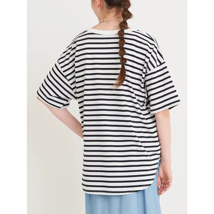 チェリー刺繍Tシャツ（無地・ボーダー柄）[品番：PLMW0014624