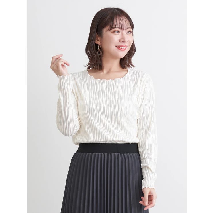 オフホワイト | ウエーブジャガードトップス | Re-J＆SUPURE