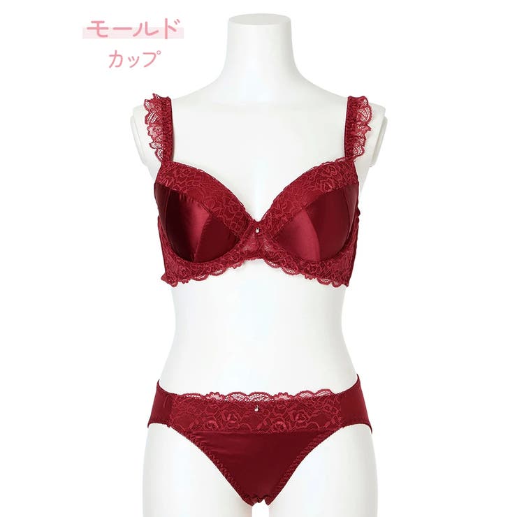 [D85-I95］マッドサテン×レースブラ＆ショーツ(モールドカップ) | Re-J＆SUPURE | 詳細画像1 