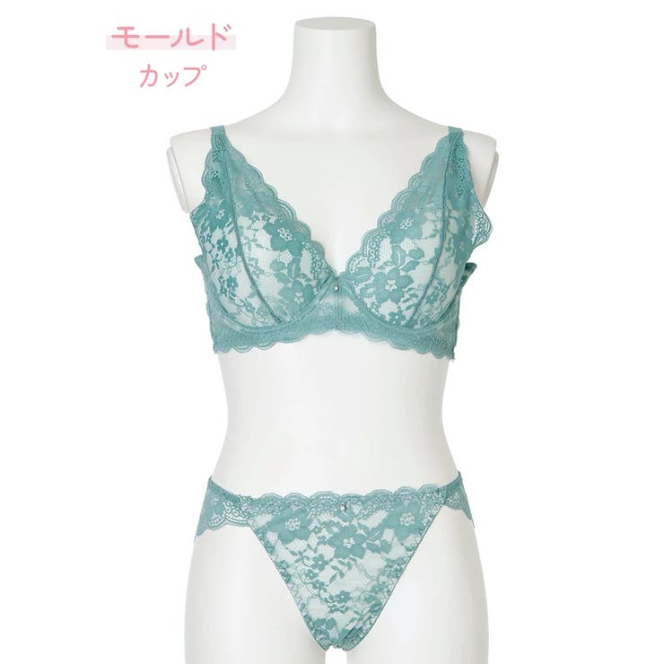 [D85 I95］フルカップ風デコルテレースブラ＆ショーツ | Re-J＆SUPURE | 詳細画像1 