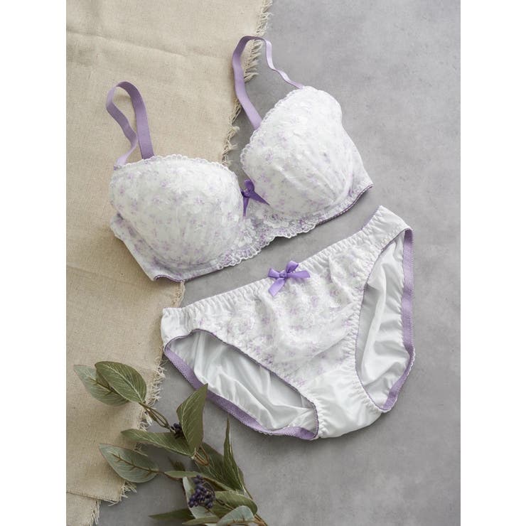 紫 | 【WEB限定】[D85-I95］小花プリントブラ＆ショーツ(バイリーンカップ) | Re-J＆SUPURE