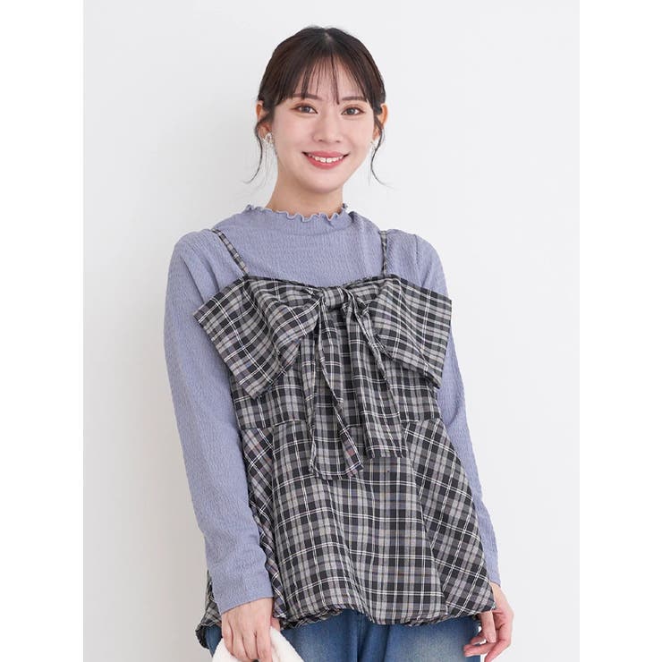 チェック柄リボンビスチェ[品番：PLMW0014747]｜Re-J＆SUPURE（リ