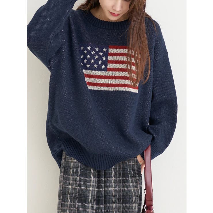 アメリカ国旗ジャガードニットトップス | Re-J＆SUPURE | 詳細画像20 