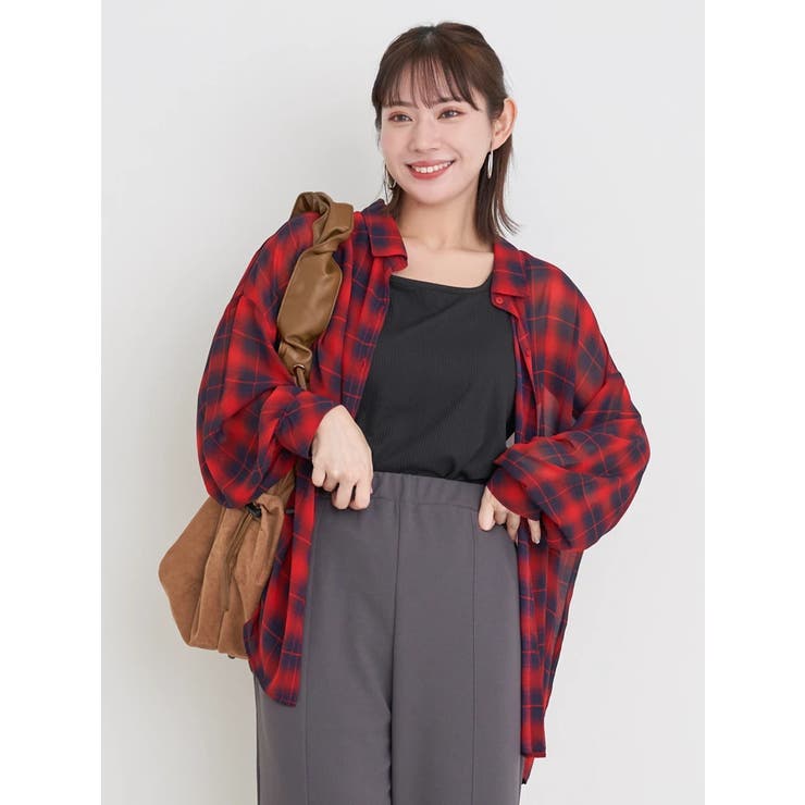 SET]チェック柄シアーシャツ×タンクトップ[品番：PLMW0014725]｜Re