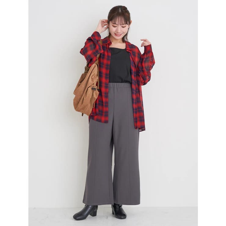 SET]チェック柄シアーシャツ×タンクトップ[品番：PLMW0014725]｜Re