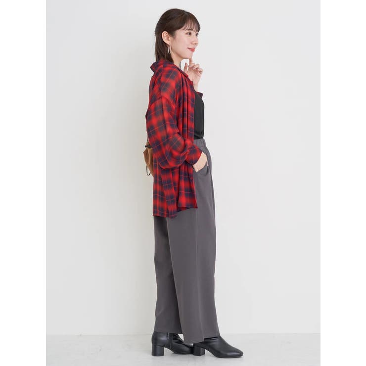 SET]チェック柄シアーシャツ×タンクトップ[品番：PLMW0014725]｜Re