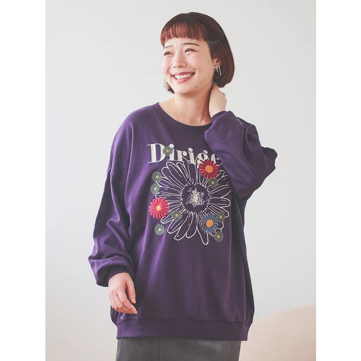 紫 | メニーフラワー刺繍裏毛トップス | Re-J＆SUPURE
