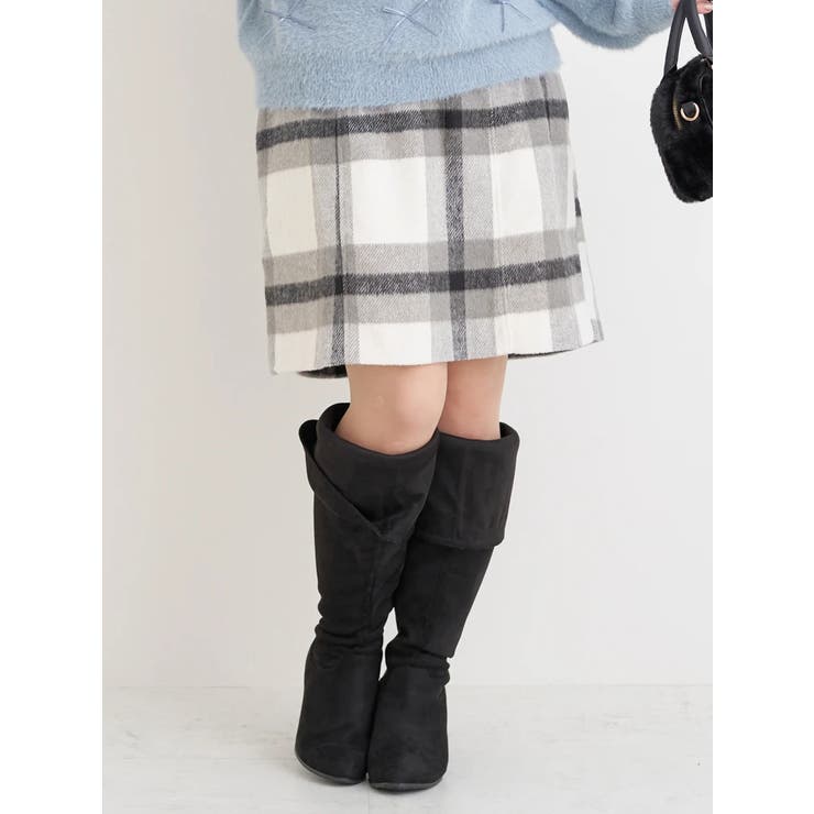 淡グレー | 起毛チェック柄台形ミニスカート | Re-J＆SUPURE