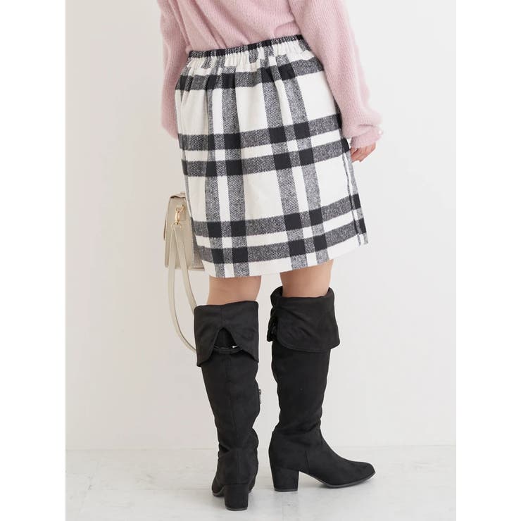 起毛チェック柄台形ミニスカート | Re-J＆SUPURE | 詳細画像4 