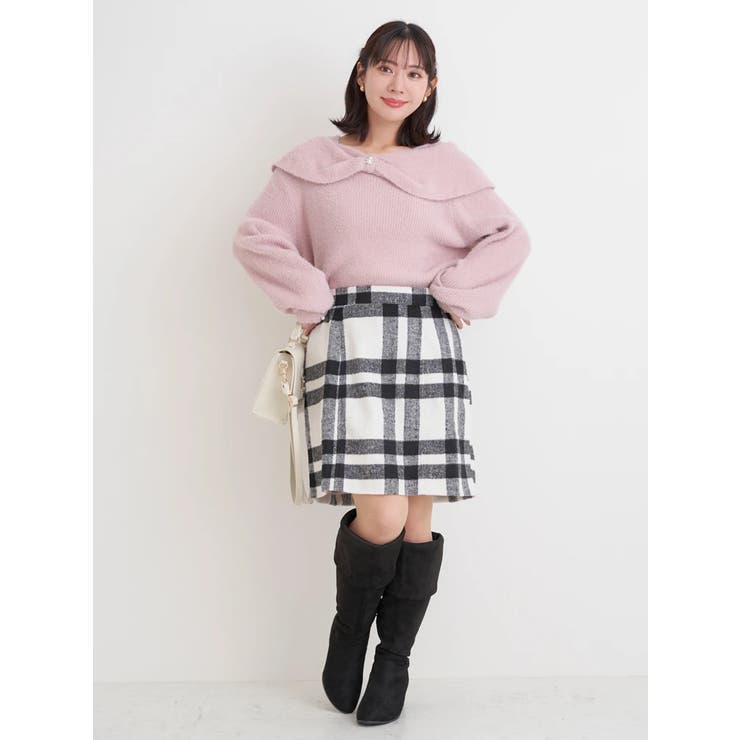 起毛チェック柄台形ミニスカート | Re-J＆SUPURE | 詳細画像5 