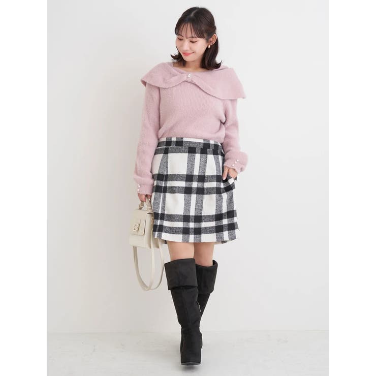 起毛チェック柄台形ミニスカート | Re-J＆SUPURE | 詳細画像6 