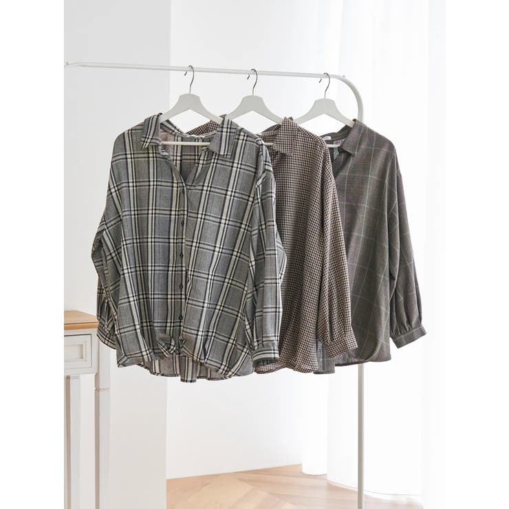 チェック柄バックレースアップスキッパーシャツ | Re-J＆SUPURE | 詳細画像23 