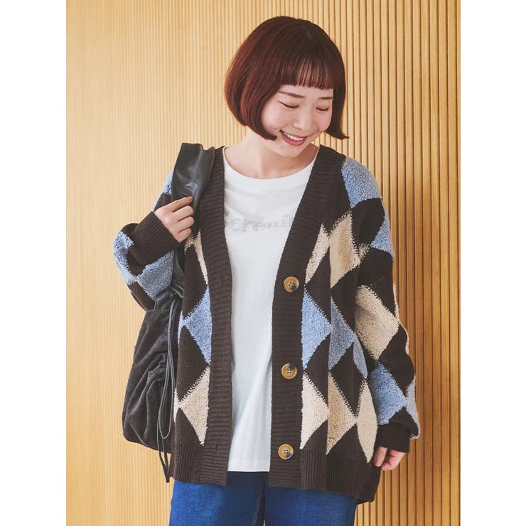 アーガイル柄ニットカーディガン[品番：PLMW0014955]｜Re-J＆SUPURE