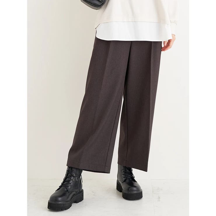 濃茶 | 裏起毛タックツイルワイドパンツ | Re-J＆SUPURE