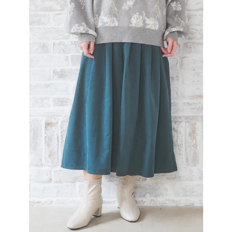 緑 | ベルト付きピーチ起毛タックワイドパンツ | Re-J＆SUPURE