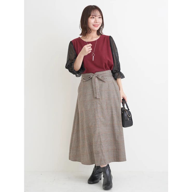 ウエストリボンフレアスカート（無地・チェック柄） | Re-J＆SUPURE | 詳細画像12 