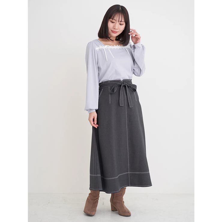 ウエストリボンフレアスカート（無地・チェック柄） | Re-J＆SUPURE | 詳細画像24 