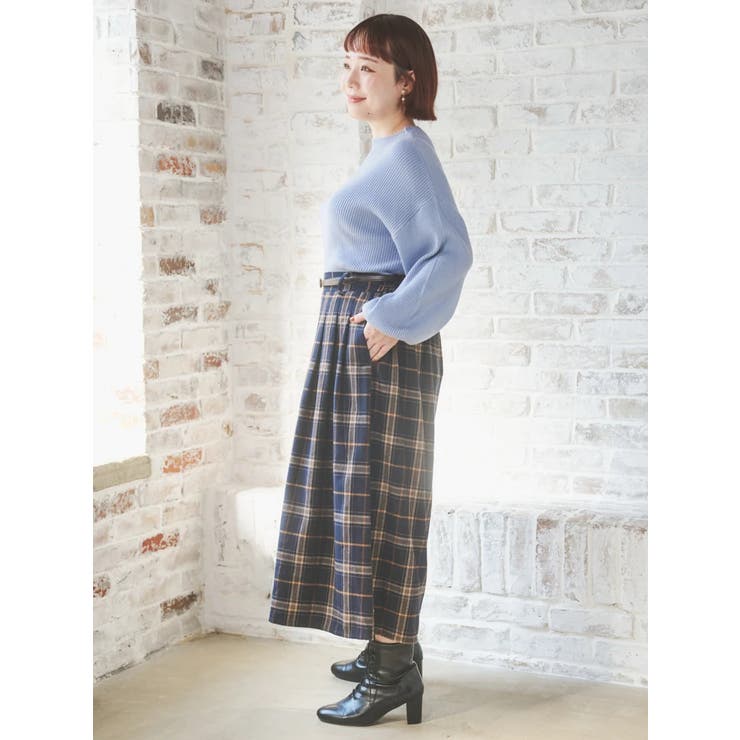 ベルト付きチェック柄タックワイドパンツ | Re-J＆SUPURE | 詳細画像8 