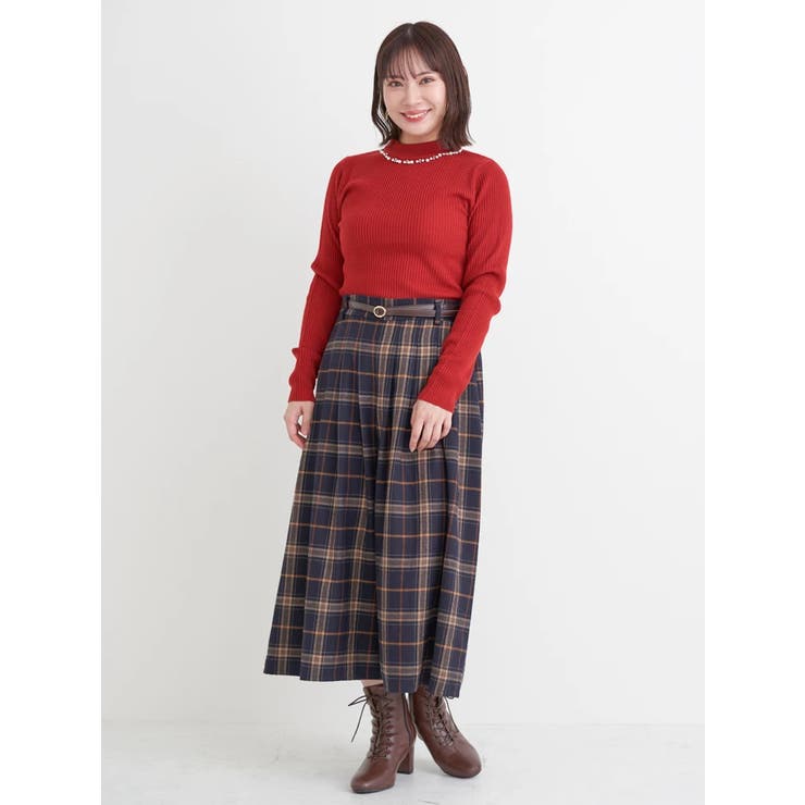 ベルト付きチェック柄タックワイドパンツ | Re-J＆SUPURE | 詳細画像11 
