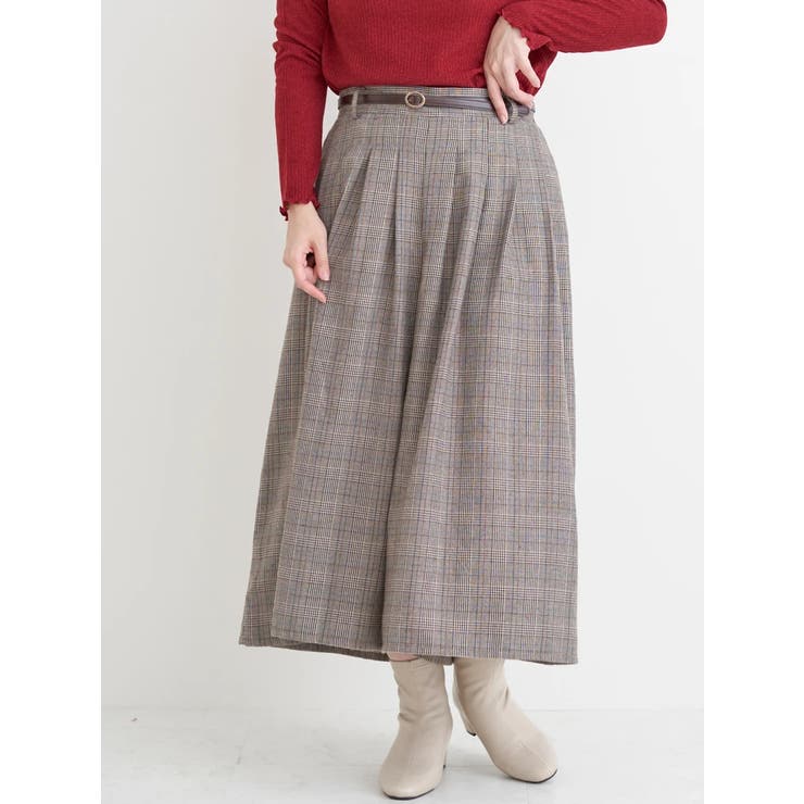 ベルト付きチェック柄タックワイドパンツ | Re-J＆SUPURE | 詳細画像16 