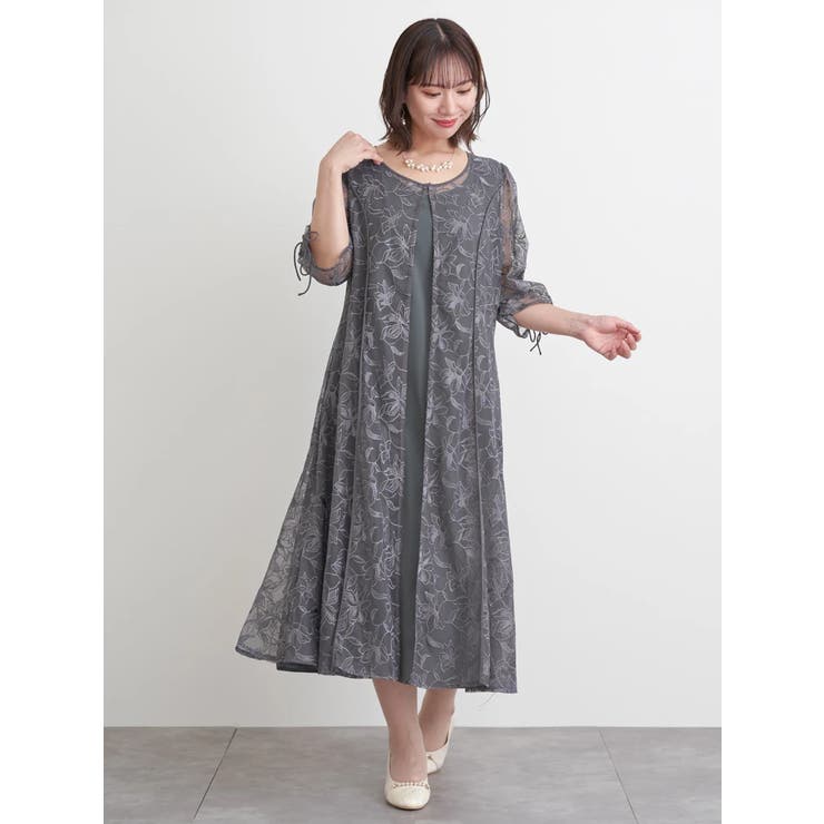 フラワー刺繍袖リボンドレス | Re-J＆SUPURE | 詳細画像3 