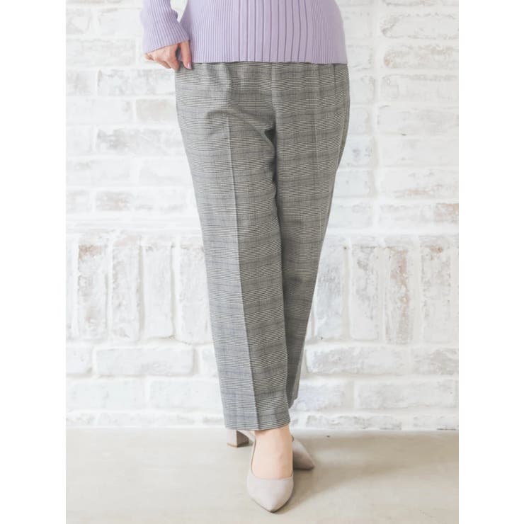 グレー | ラクケア チェック柄起毛テーパードパンツ | Re-J＆SUPURE