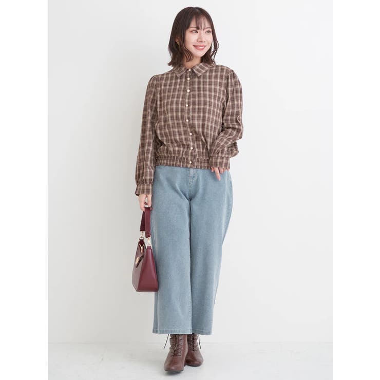 【WEB限定】チェック柄シャーリングブラウス | Re-J＆SUPURE | 詳細画像7 