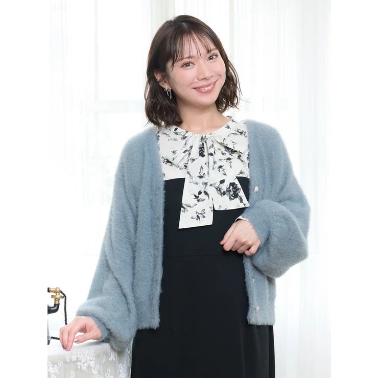 サックス | フェザーラメドルマンカーディガン | Re-J&SUPURE