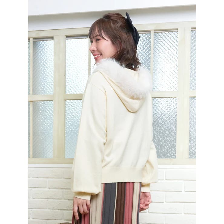 ファーフードニットZIPパーカー | Re-J＆SUPURE | 詳細画像4 