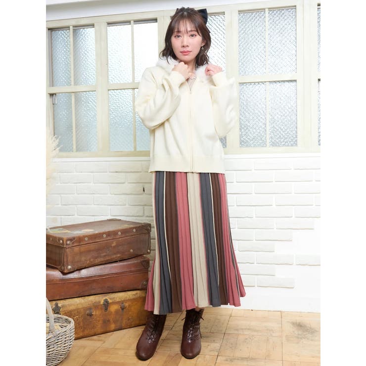 ファーフードニットZIPパーカー | Re-J＆SUPURE | 詳細画像6 