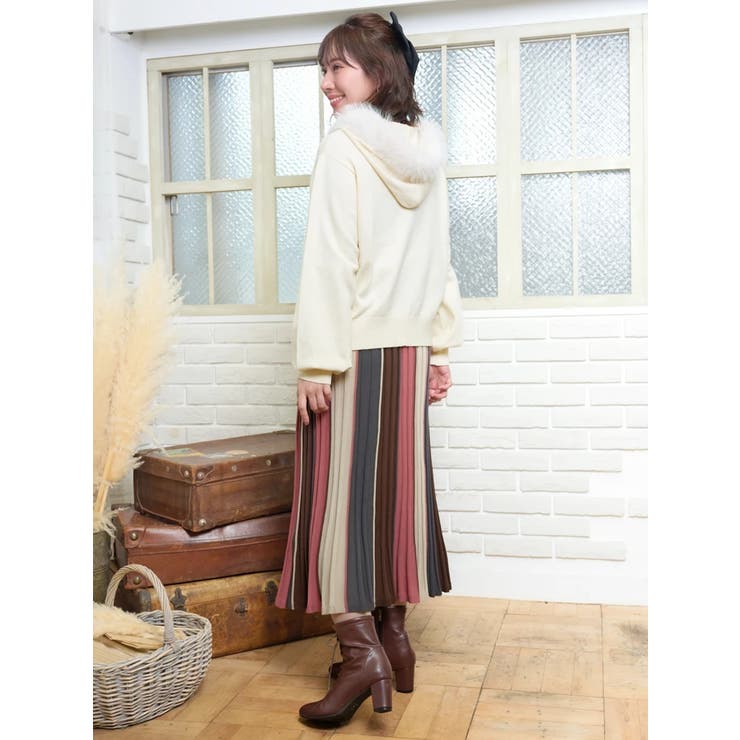 ファーフードニットZIPパーカー | Re-J＆SUPURE | 詳細画像9 