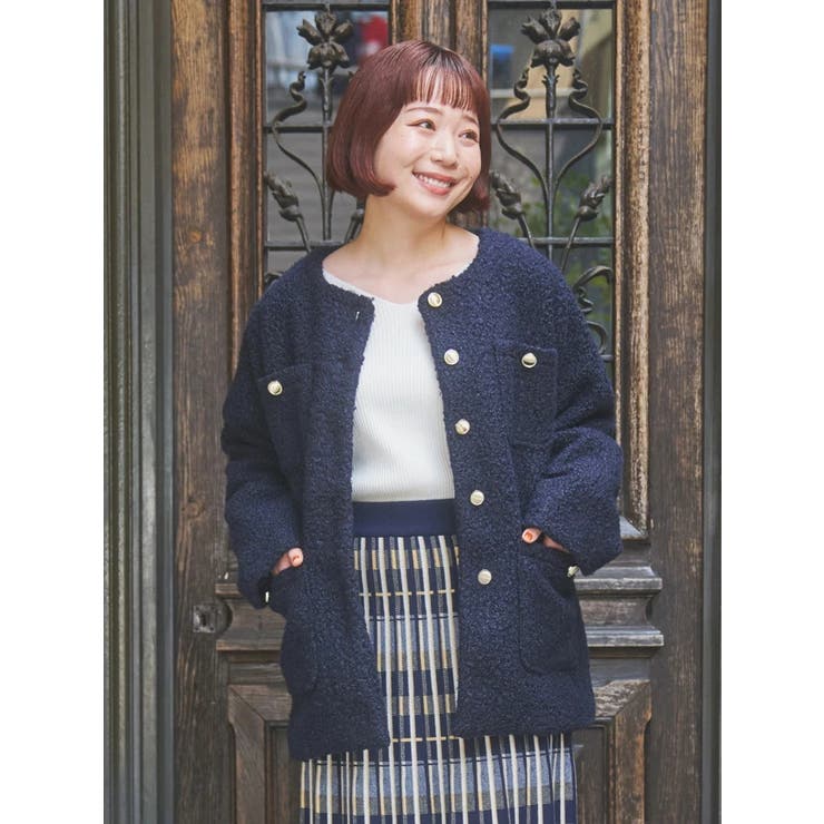 紺 | プードルノーカラーコート | Re-J＆SUPURE