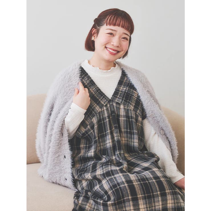 チェック柄シャーリングワンピース | Re-J＆SUPURE | 詳細画像8 