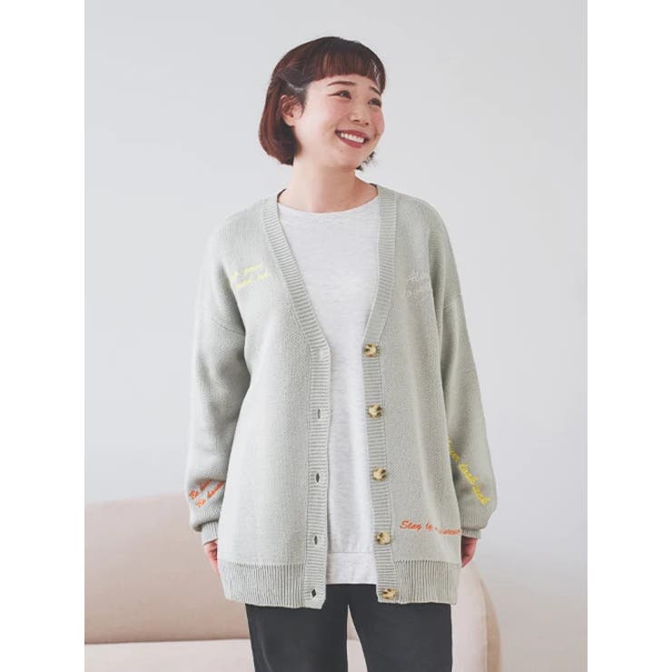 グレー | カラーロゴ刺繍カーディガン | Re-J＆SUPURE