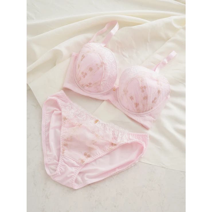 ピンク | 【脇高】[D85-H95］フェミニンレースブラ＆ショーツ(モールドカップ) | Re-J＆SUPURE