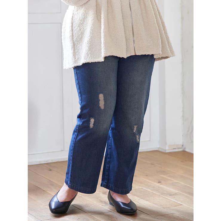 紺 | 【Kannaコラボ】ダメージデニム | Re-J＆SUPURE