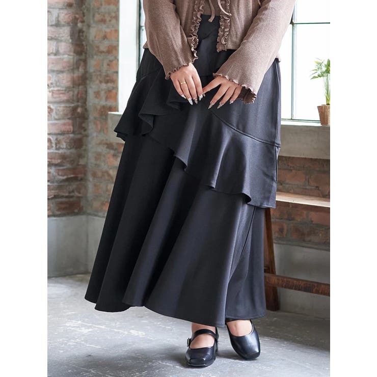 黒 | 【Kannaコラボ】起毛ラッフルフリルスカート | Re-J＆SUPURE