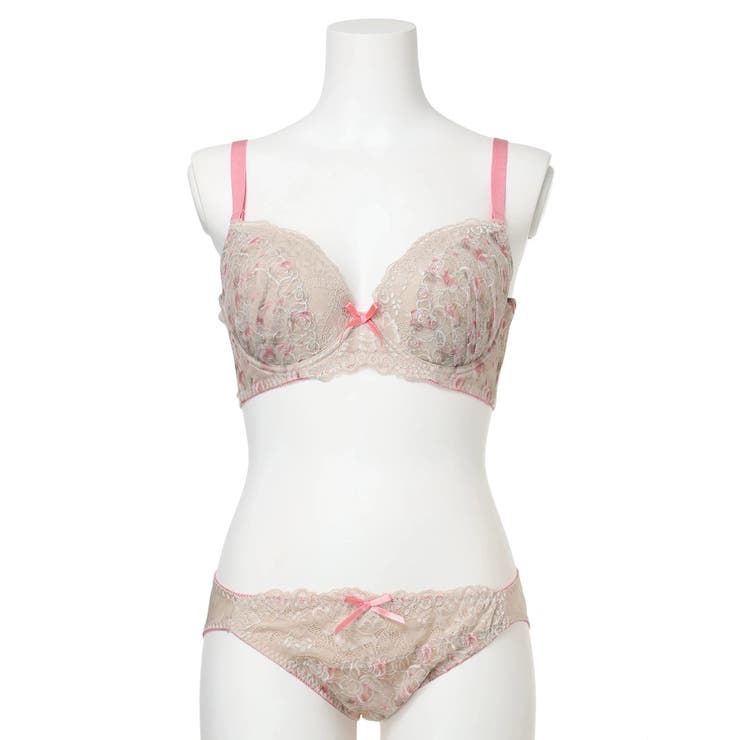 【脇高】[D85-I95］フラワープリント刺繍ブラ＆ショーツ(モールドカップ) | Re-J＆SUPURE | 詳細画像3 