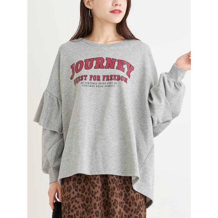 袖フリルロゴプリント裏毛トップス | Re-J＆SUPURE | 詳細画像2 