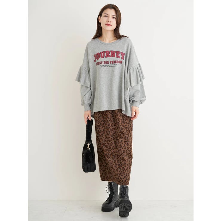 袖フリルロゴプリント裏毛トップス | Re-J＆SUPURE | 詳細画像7 