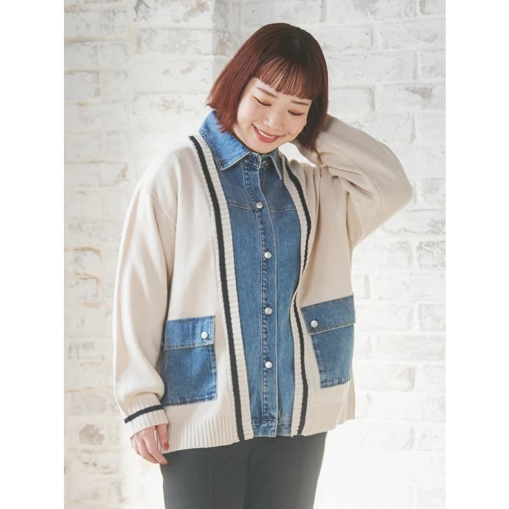 デニム切替ニットカーディガン | Re-J＆SUPURE | 詳細画像2 