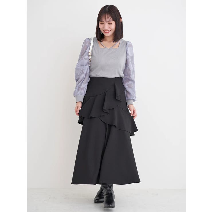 スクエアネック袖花柄シアープルオーバー | Re-J＆SUPURE | 詳細画像5 