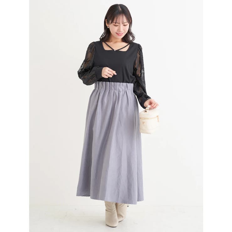 スクエアネック袖花柄シアープルオーバー | Re-J＆SUPURE | 詳細画像11 