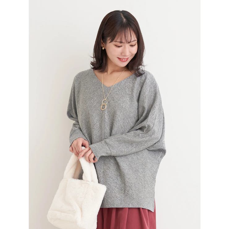 グレー | アクセサリー付きVネックトップス | Re-J＆SUPURE
