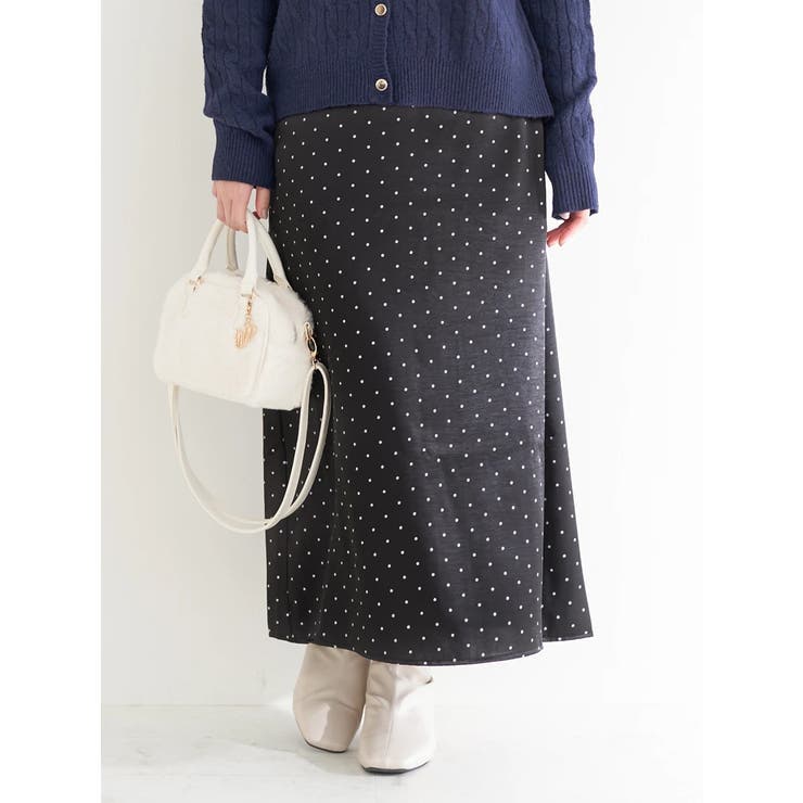 黒 | 【WEB限定】サテンドットAラインスカート | Re-J＆SUPURE