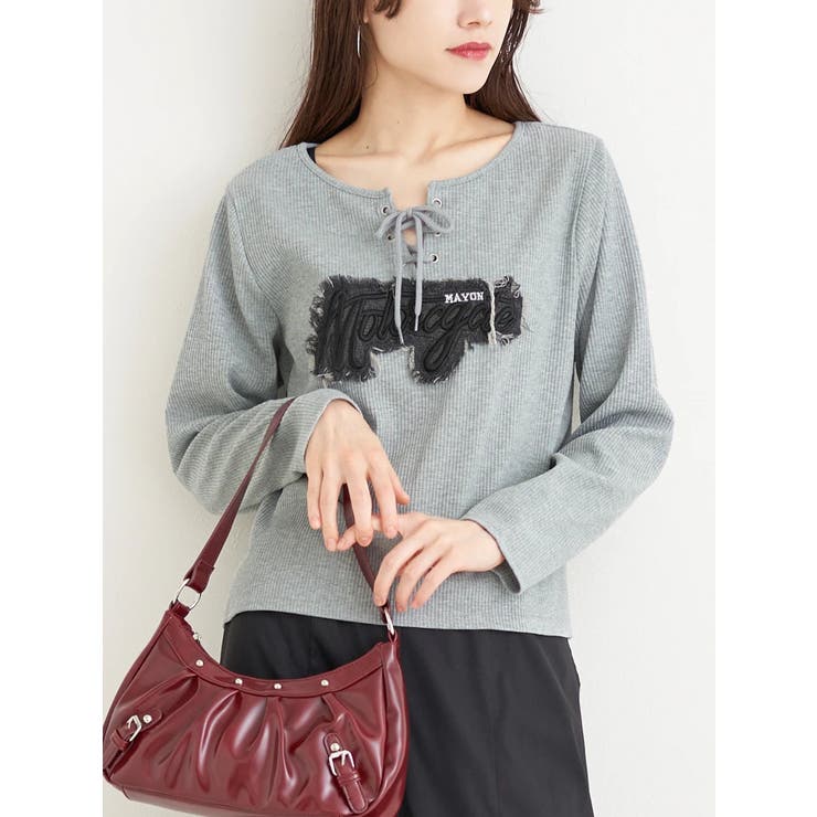 ロゴ刺繍ワッペン付きレースアップトップス | Re-J＆SUPURE | 詳細画像1 