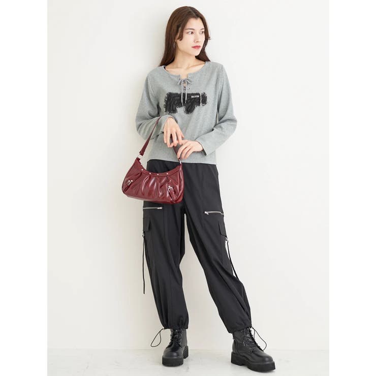 ロゴ刺繍ワッペン付きレースアップトップス | Re-J＆SUPURE | 詳細画像7 