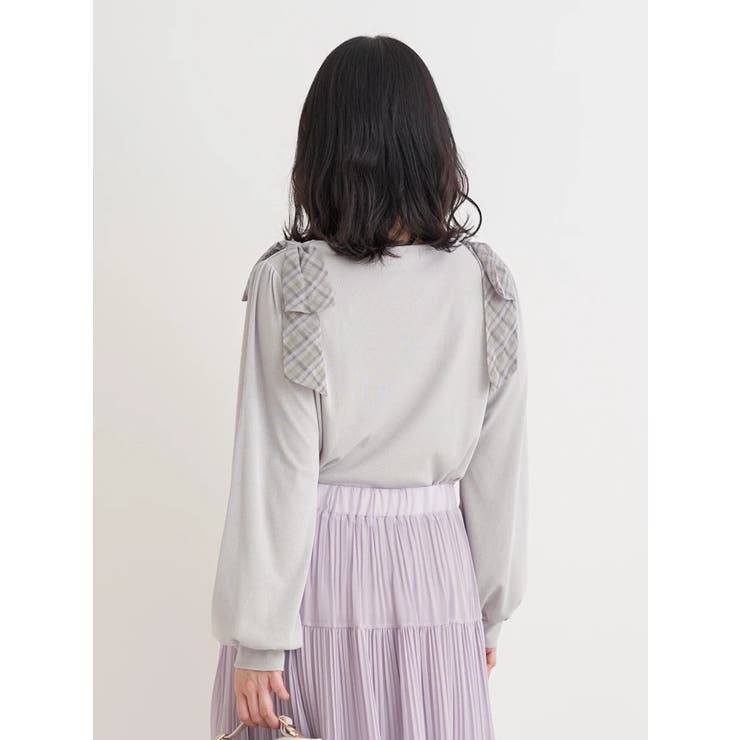 チェック柄ショルダーリボントップス | Re-J＆SUPURE | 詳細画像9 